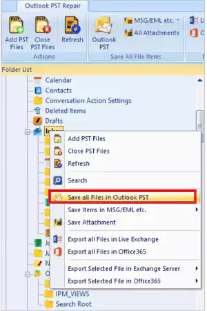 Save all Files in Outlook PST