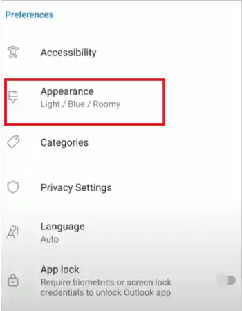 Scroll and go to the Appearance Section and under that hit Appearance