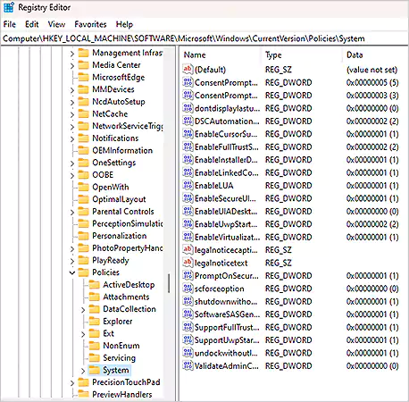 Windows Registry Editor