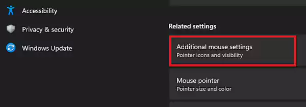 Open Additional mouse settings