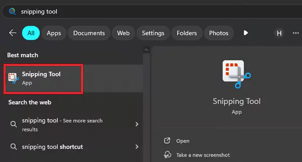 Open Snipping Tool
