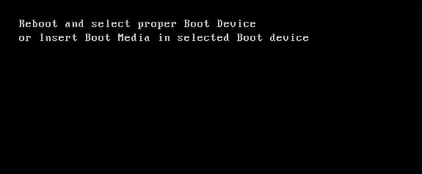 Reboot and Select Proper Boot Device error