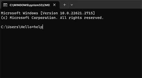 Help command in the Windows command interpreter