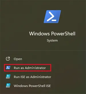 Choose Run as Administrator.