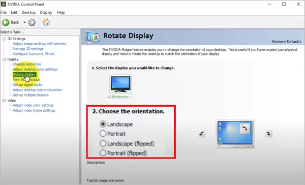 Choose the orientation