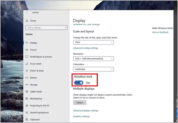 Locate the Rotation lock option