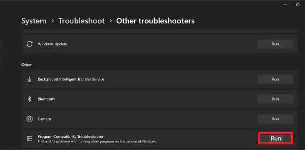 Program Compatibility Troubleshooter