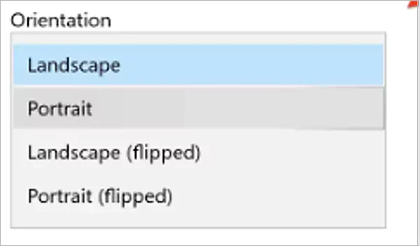 Select the desired orientation