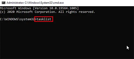 Type ‘tasklist’