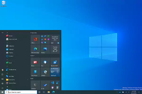 Windows 10 interface