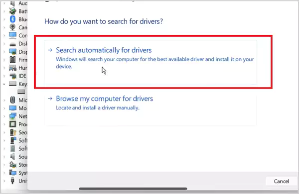 Search automatically for drivers