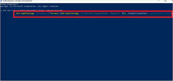 Type the command in PowerShell