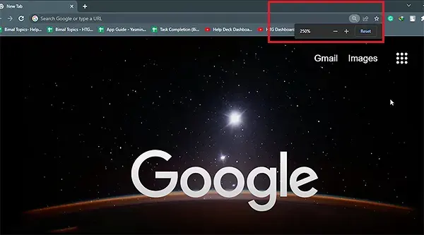 Zoom in on Chrome
