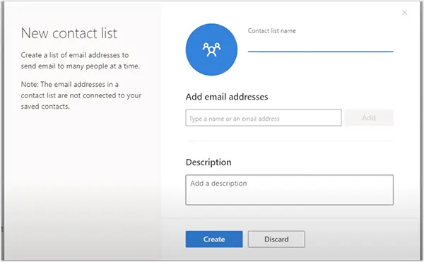Name the list and add email addresses