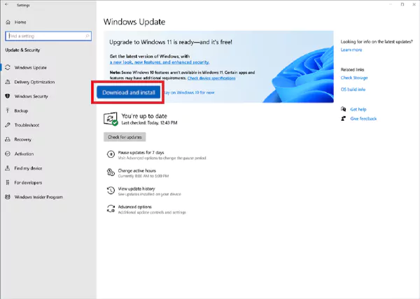 Click on Download and Install