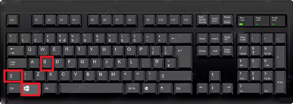 Press Windows plus Shift plusS