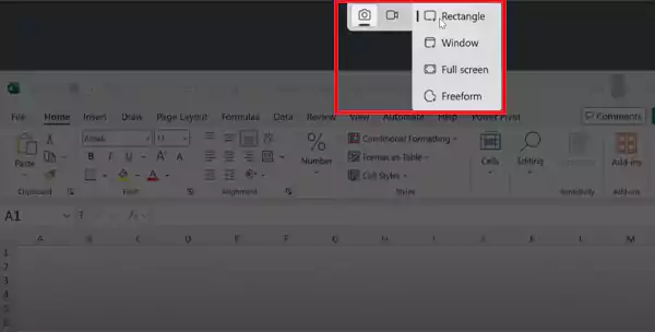 Select a screenshot mode