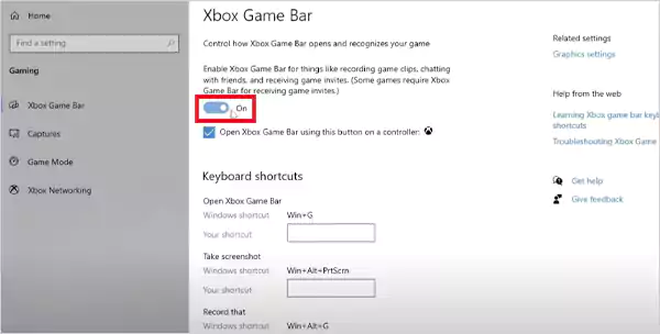 Turn on the option to record