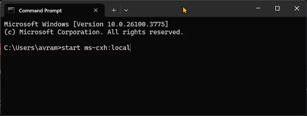 Type start ms cxh localonly