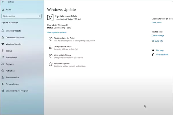 Windows update process