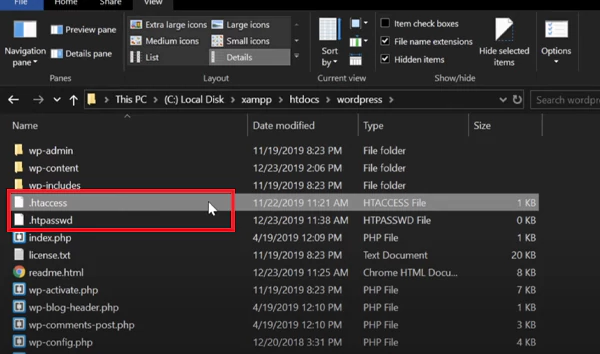 Back up and delete htaccess and htpasswd files