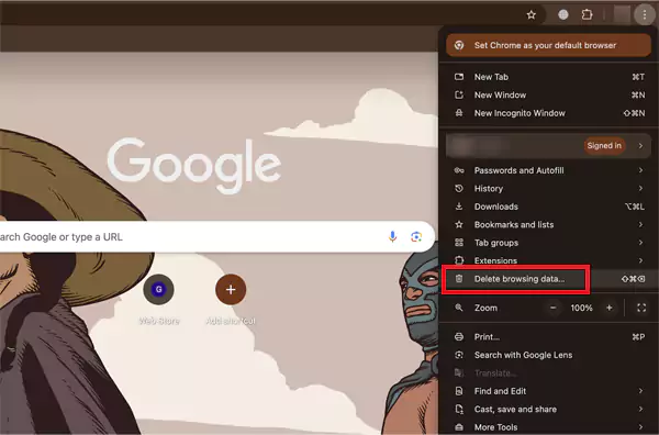 Click on Delete browsing data