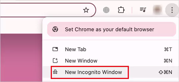 Click on New Incognito Window