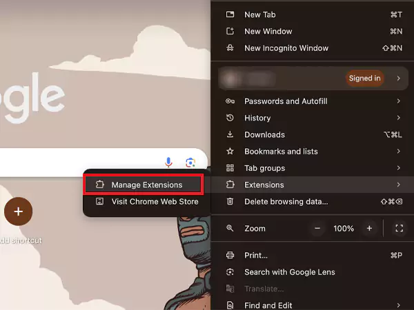 Extensions Manage Extensions