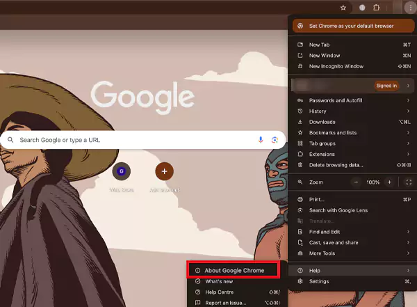 Help then About Google Chrome