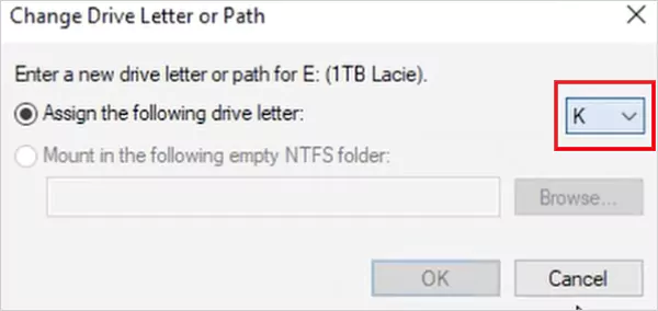 Pick a new drive letter