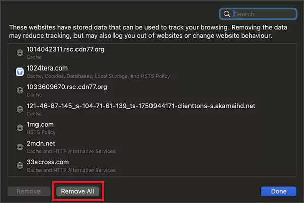 Remove all browsing data