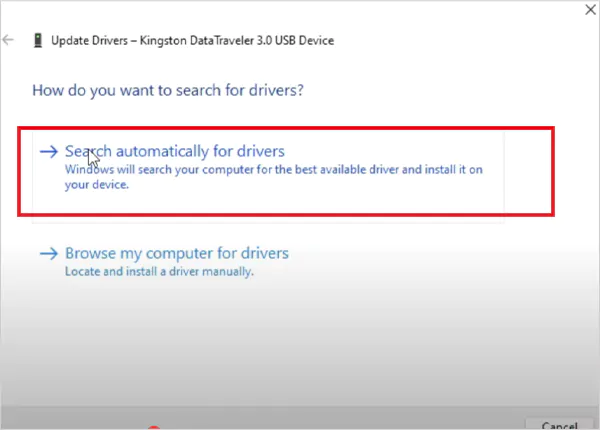 Search automatically for drivers