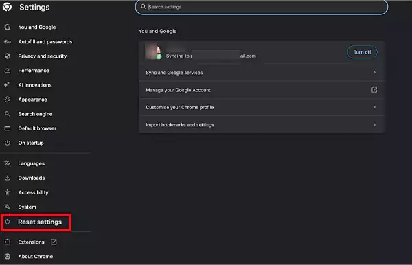 Settings then Reset Setting