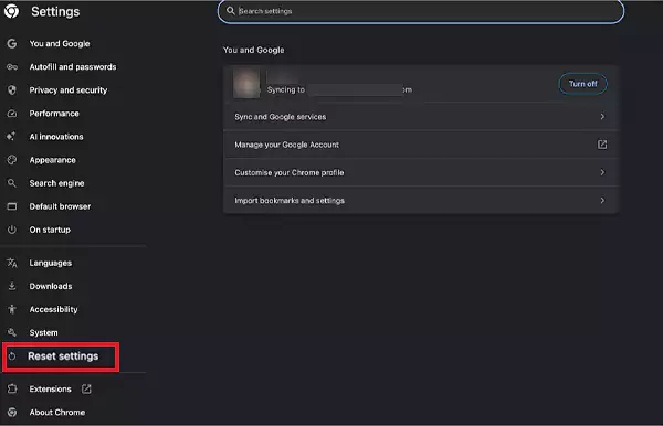 Settings then Reset Settings