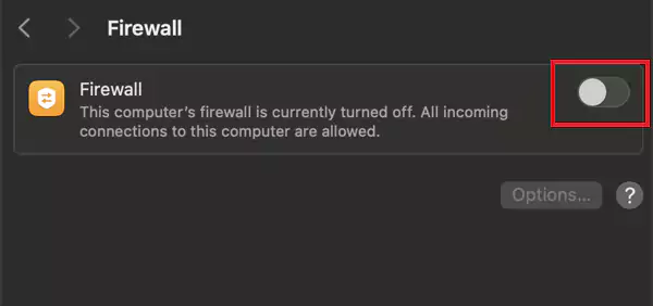 Turn off the firewall