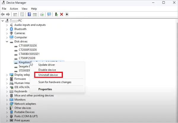 Uninstall driver