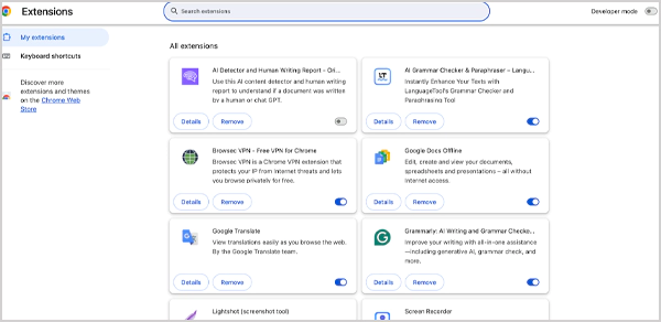 Manage your browser extensions and plugins