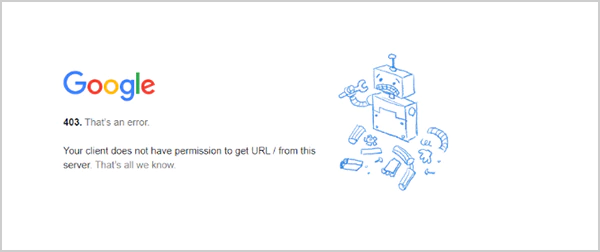 403 error on Google