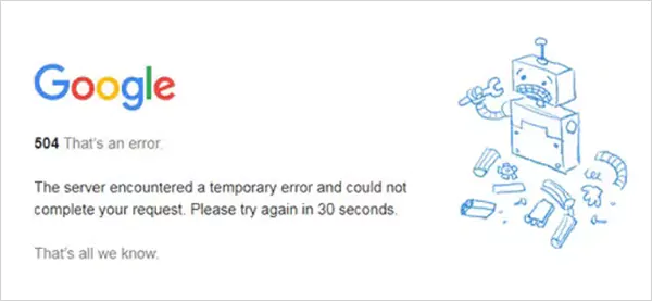 504 error on Google