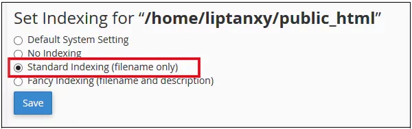 Change the index settings for home