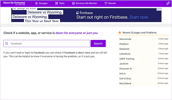 Check if the site is down for everyone
