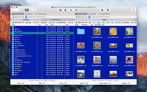 Dual-pane file manager
