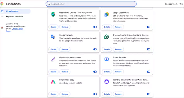 Manage browser extensions