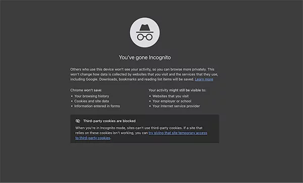 Try in incognito mode
