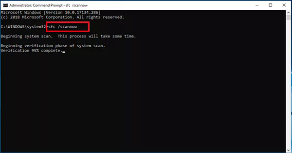 Type sfc scannow in Command Prompt