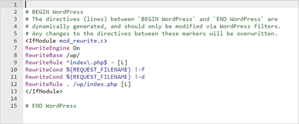 htaccess file on WordPress