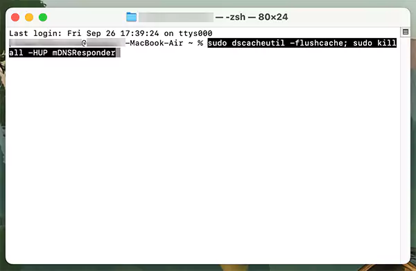 Clear DNS cache on Mac
