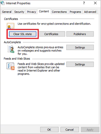 Click on Clear SSL state