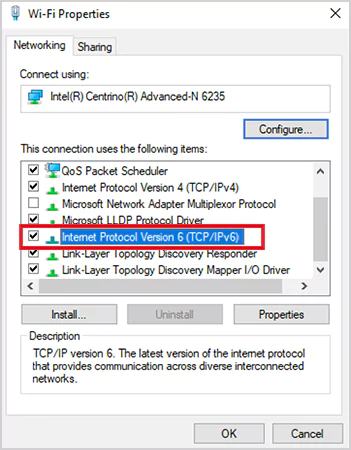 Disable Internet Protocol Version 6 TCP IPv6