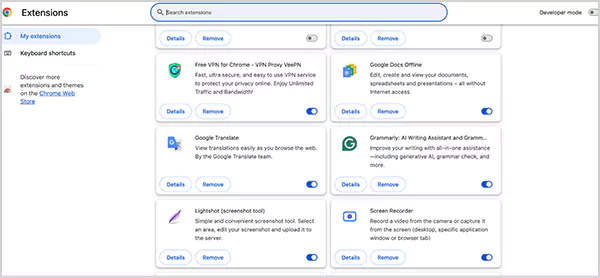 Disable extensions one by one